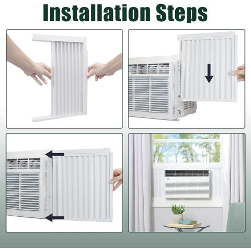 Flehomo Window Air Conditioner Side Panels with Frame, Adjustable Insulation AC Side Panel for 5,000 BTU Window AC Unit, Frame Included