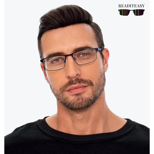 3 Pack Reading Glasses 1.5 Men Blue Light Blocking, Readers Men with Spring Hinge Reduce Eyestrain/UV/Dryness, Mens Reading Glasses 1.5