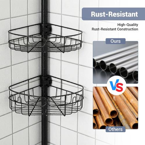 Corner Shower Caddy Standing, 4-Tier Sturdy Rust-Resistant Shower Corner Shelf Organizer, Shower Organizer Corner Universal Fit for Any Bathroom Height