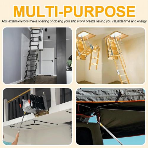 Attic Pull-Down Hook, Designed As A Replacement for The Attic Pull-Down Cord in The Attic Ladder Pull-Down System Kit, Featuring A 60-Inch Telescoping Rod and A Vintage Copper Door Ring