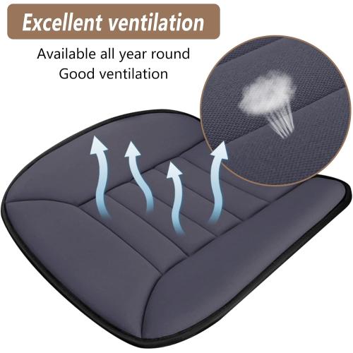 Car Seat Cushion Pad 1.2 Thick Comfort Seat Protector for Car Driver Seat Office Chair Home Use Memory Foam Seat Cushion with Non Slip Bottom,  Dark Gray