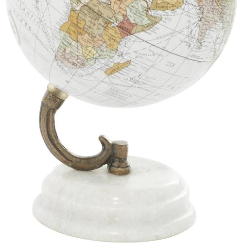 Deco 79 Marble Globe with White Marble Base, 5' x 5' x 8', White