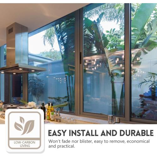 KESPEN Window Privacy Film One Way Daytime Privacy Static Cling Sun Blocking Anti UV Reflective Window Tint for Home and Office, Black-Silver, 17.5 Inch X 6.5 Feet