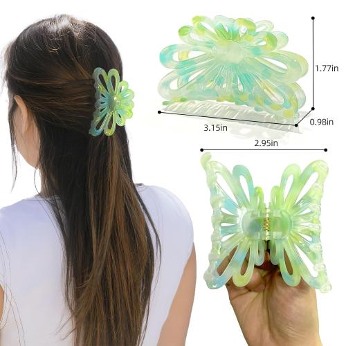 GQLV Flower Hair Claw Clips for Women/Girls, 3PCS 3.1 Big Cute Clips for Thick/Thin Fine Hair, Nonslip Strong Hold Hair Styling Accessories (A-colorful)