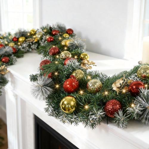 Beinhome 6 Ft Pre-Lit Christmas Garland, Artificial Christmas