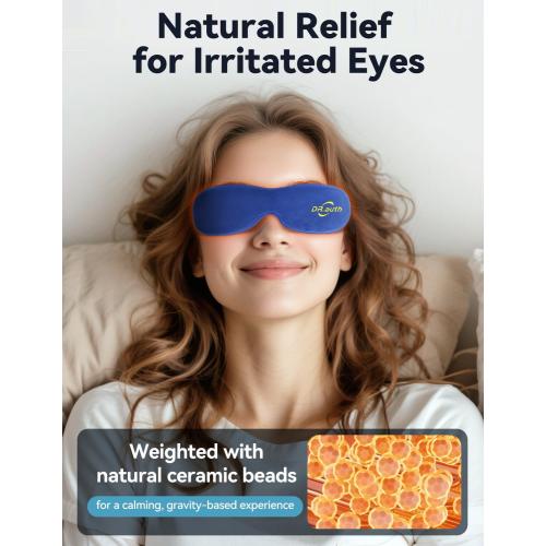 Heated Eye Mask - Microwave Hot/Warm Compress for Dry Eyes, Stye, Chalazion, Blepharitis & MGD Relief, Reusable Moist Heat Therapy Pad, Washable Cover, Ergonomic Fit, Adjustable Strap, Comfort Blue