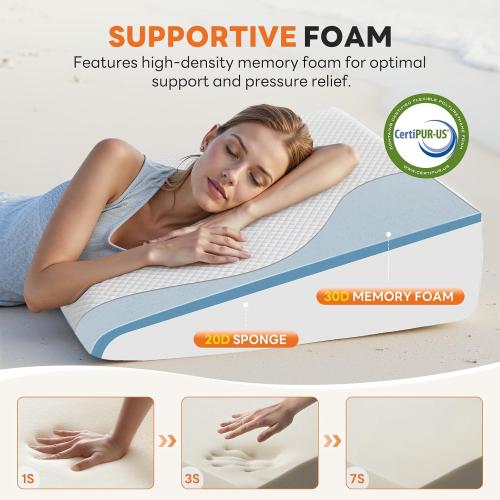 Sweetcrispy Wedge Pillow, Body Pillow for Sleep Apnea, Neck Pain Relief, Post Surgery, Sleeping Comfort, Acid Reflux, Heartburn, Back Pain Relief and Snoring, 7.5Inch White