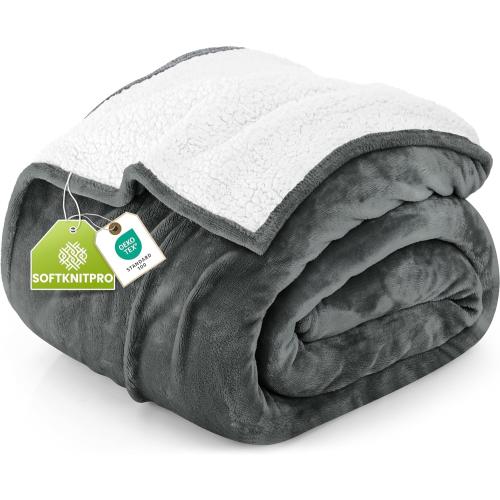 Bedding Sherpa Blanket  - Soft Warm Plush Fleece Reversible Blanket for Bed, Sofa, Couch, Camping and Travel