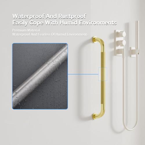 24 Inch Shower Grab Bar, Brushed Gold Bathroom Grab Bar Handle with Anti-Slip Knurled Grip, Stainless Steel Bath Balance Bar, 1.25 Diameter Bath Safety Bar Support for Seniors Elderly Pregnant