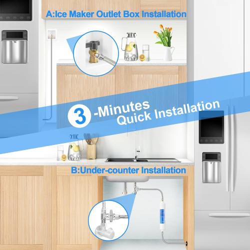 Refrigerator water line - 15 FT Premium Stainless Steel Braided Ice Maker Water Hose,Food grade PEX Inner Tube Fridge Water Line with 1/4 Fittings for Refrigerator Ice Maker