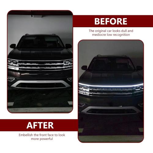 1 PC Car Hood Gap LED Light Bar, 70 Through-Start Scanning Cool Decorative Light Strips, Hidden Installation Waterproof Daytime Running Lights, Universal for Cars Exterior Lights (White)