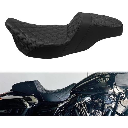 One-Piece Driver Passenger Seat Motorcycle 2-up Seat Fit for Harley Touring Electra Glide Road King Road Glide Street Glide 2009-2023 (Black Stitching)