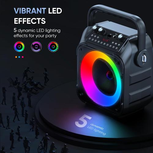 Karaoke Machine, Portable Bluetooth Speaker with 2 Wireless Microphones for Adults & Kids with Lights, Karaoke Microphone with PA System Supports USB/TF/FM/AUX for Home Party Home System Packages