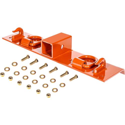 Bonbo Tractor Grab Hooks Compatible with Kubota Tractors - Bolted on Compact Tractor Bucket Grab Hooks with D Rings and 2 Receiver, Orange