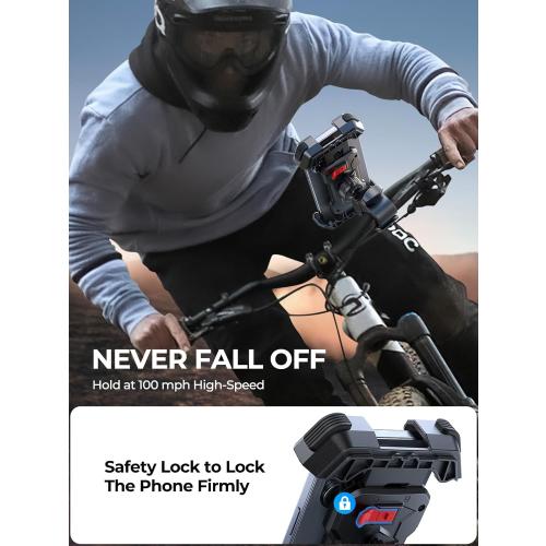 Motorcycle Phone Mount Holder, [Ultra-Stable][7 inch Phone Friendly] Bike Holder Handlebar Cell Clamp Harley Accessories for iPhone 16 15 14, 4-7 Smartphones