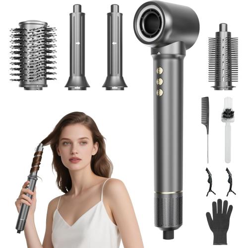 5 in 1 Hair Styler&Hair Dryer Brush,High-Speed Frizz-Free Blow Dryer,Ionic Fast Drying Hot Air Brush Air Styler Wrap, Auto Wrap Curler, Multi Styler Tools-Curl,Volumize, Straighten,Ideal Gift