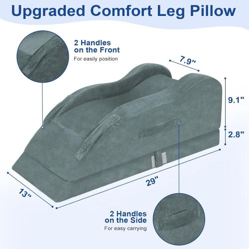 KingPavonini Adjustable Leg Elevation Pillows for After Surgery, Ergonomic Curve Keeps Knee Straight, Memory Foam Leg Pillow Elevation for Blood Circulation, Swelling and Pain Relief (Single Leg)