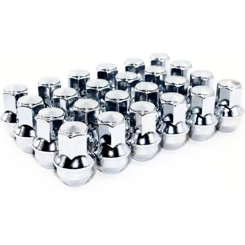 Set of 24 Veritek 14x1.5mm 13/16 Hex 1.7 Inch 44.5mm Length One Piece Chrome OEM Factory Style Large Acorn Seat Lug Nuts for Ford F-150 Expedition Lincoln Navigator Factory Wheels