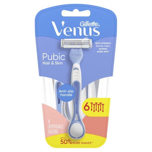 Gillette Venus Women's Disposable Razors for Pubic Hair and Skin, Bikini Razors for Women, 6ct