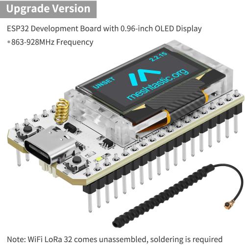 MakerFocus ESP32 LoRa V3 Development Board with 915 MHz Antenna Integrated WiFi Bluetooth SX1262 CP2102 0.96-inch OLED Display Type C for Meshtastic IoT Arduino Intelligent Scenes