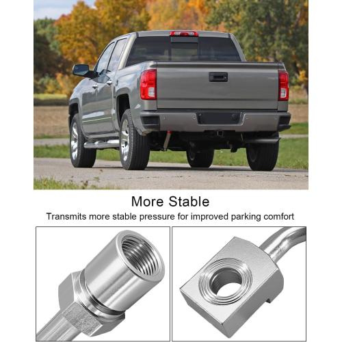89370 Brake Lines Fit for Chevy Silverado 1500 2500 3500 Suburban GMC | Front Stainless Steel Braided Brake Line Kit Fit for GMC Sierra Tahoe 2017-2019, Hydraulic Brake Hose Replacement, 2 Pack