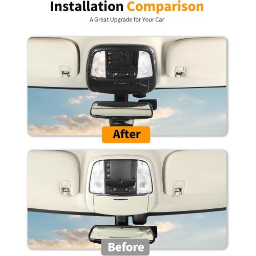 Hoolcar Carbon Fiber Roof Reading Light Cover Trim Fit for 2011-2024 2025 Dodge Charger/Durango/Chrysler 300 Roof Reading Lamp Decals Sticker Kits Interior Accessories (B)