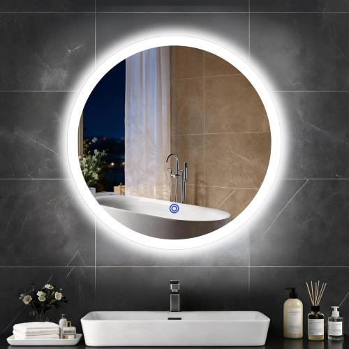 20“ x 20” LED Bathroom Smart Mirror, Round Mirror with Three Color Light Temperature Brightness Settings,Backlit   Front Lit,Wall-Mounted Vanity Mirror with Memory Function