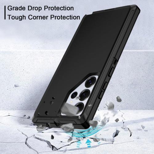 for Samsung Galaxy S25 Ultra Case Heavy Duty Protective Shockproof Dropproof 3-Layer Full Body Protection [Without Screen Protector] Tough Rugged Case for Galaxy S25 Ultra,Black