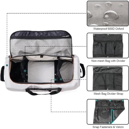 32” Soft Sided Foldable Duffel Bag without Telescopic Handle,110L 140L Expandable Rolling Travel Bag with 2 Wheels,Multiple Compartments,Grey