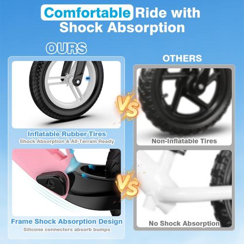 Ridego 12 or 14 Inch Balance Bike for Kids 2-6 Year Old,Lightweight Kids Bike with Adjustable Seat, Push Bicycle with Air Rubber Tires，Ride-on Toys Birthday Gift