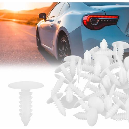 X AUTOHAUX 40 Pcs 4.5mm Hole Dia Plastic Bolt Rivets Fasteners Rivets Trim Panel Retainer Clips White for Car