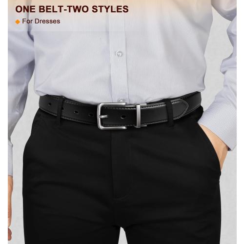 BULLIANT Men's Belt,Reversible Belt Adjustable For Gift Men 1.25”-Cut For Fit-2 Sides in 1 Belt(Not 2)