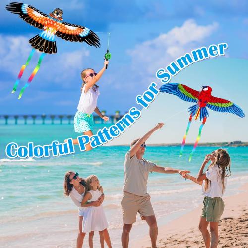 4Pcs Large Fishing Rod Kite for Kid Adults 23.62 Inch Vivid Swallow Parrot Phoenix Butterfly Kite Bulk, Easy to Fly, Kites for Adults Family in Spring Outdoor Beach Team Building