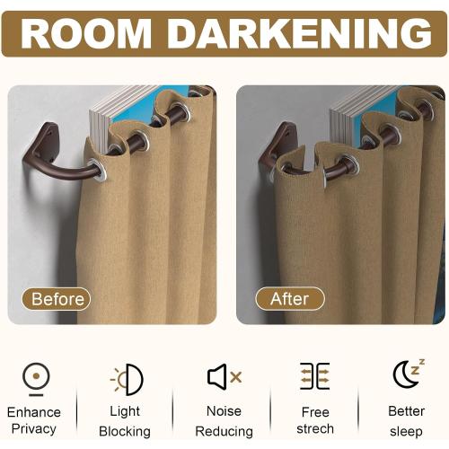 Brown Curtain Rods for Windows 28 to 48 inch, 5/8 inch Adjustable Wrap Around Blackout Curtain Rods for Bedroom & Outdoor