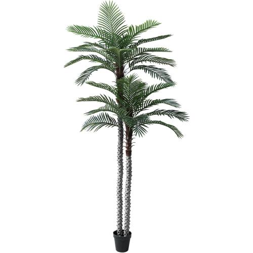10ft Tall UV Resistant Faux Palm Tree, 120in Artificial Palm Tree Indoor Outdoor with Real Bark and Realistic Leaves and for Home House Office Living Room Yard Patio.