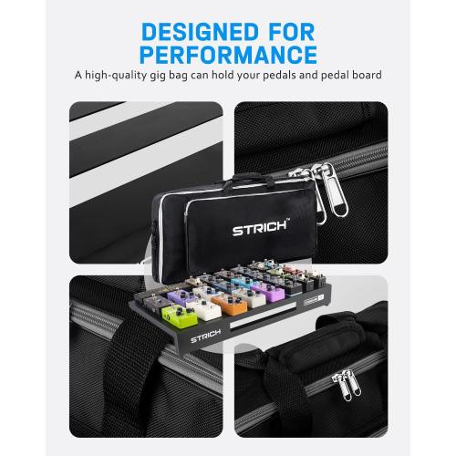 STRICH Guitar Pedal Board Extra Large Size, Aircraft Grade Aluminum 2.9lb Lightweight Pedalboard 25'' x 12.7'' x 2.83'' Effect Pedals board with Carry Bag, STANDARD 25 (Angled)