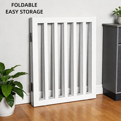 ZJSF Freestanding Indoor Dog Gate for House Foldable Wood White Puppy Gate for Doorways Pet Gate for Stairs Extra Wide Pet Fence 24 Height 3 Panels