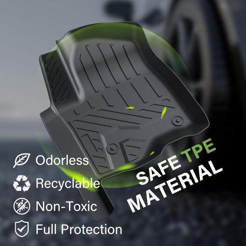 Floor Mats for Chevy Silverado/GMC Sierra 1500 2019-2024 2025 Crew Cab, 2019-2025 GMC Sierra 2500/3500 HD Crew Cab TPE All Weather Floor Liner (Rear Row with Factory Storage)—1st & 2nd Row