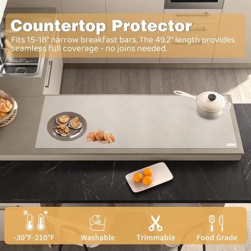 49.2 x 15.7 Large Silicone Mat for Kitchen Counter Protector, Cuttable Silicon Countertop Protector Mat Heat Resistant Mats for Countertop, Cut to Fit Placemat Ship Roll by Foepoge, Translucent