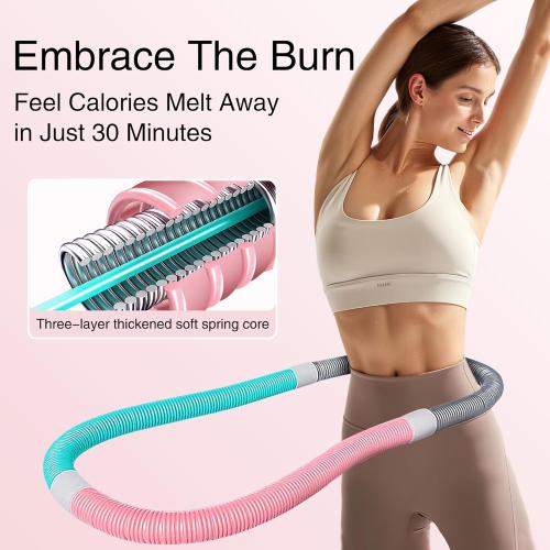 ​​Weighted 3lb Fitness Hoop for Adults - Soft Spring Hula Hoop - Flexible, Foldable for Home & Travel - Cushioned Comfort, Silent Exercise for Waist Toning & Weight Loss​​