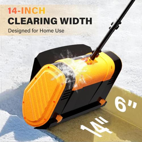 Cordless Snow Shovel, 21V Brushless Motor, 4.0AH Electric Snow Blower, 14 Clearing Path - 26 ft Throwing Distance for Sidewalk, Deck & Patio(2 * 4.0Ah Battery & Quick Charger Included)
