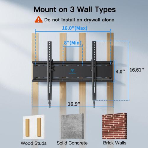 Tilting TV Wall Mount Bracket Low Profile for Most 23-60 inch LED LCD OLED, Plasma Flat Screen TVs with VESA 400x400mm Weight up to 115lbs, Fits 16 Wood Stud