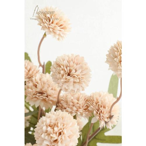 Floroom 6pcs Beige Faux Silk Mums Artificial Flowers, Bulk Fake Small Mini Chrysanthemums with Stems for DIY Champagne Wedding Centerpieces Floral Arrangements Vase Fillers Home Decorations