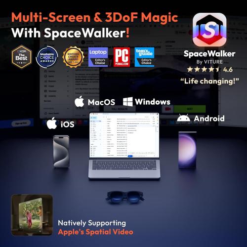 VITURE Pro XR/AR Glasses, 135 120Hz 1000Nits Display, Harman Audio,Electrochromic Film,Myopia Adjustments,for iPhone 17/16/15/Android/Mac/PC/Steam Deck,First-ever Immersive XR Experience for Switch 2