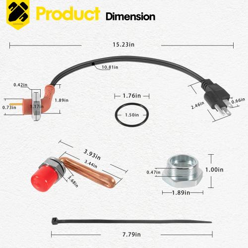 DZ102076 Engine Coolant Heater Kit Engine Block Heater Kit with Power Cord for Tractors, Replaces for RE227949, DZ102076