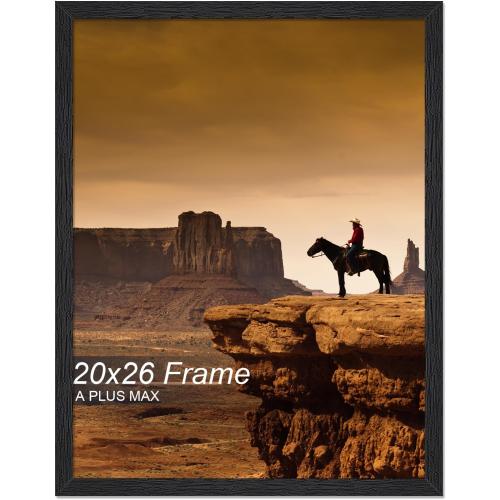 A PLUS MAX 20x26 Picture Frame, Black Engineered Wood Frame for 20 x 26 Inch Picture Poster Photo, Light Weight 20 by 26 Frame with Wood-grain for Wall - 1 Pack/Black/20 x26