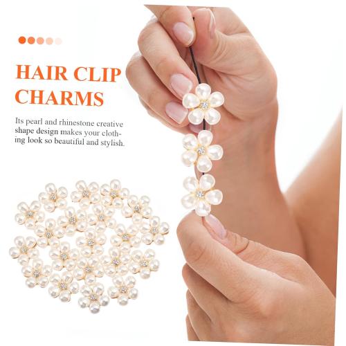 20Pcs Pearl Rhinestone Hairpin Charms for DIY Craft Decor Elegant Hair Clip Accessories for Headdress Making Handmade Hairpin Decorations and Light
