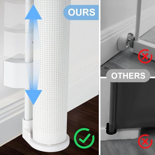 White 100″ Retractable Baby Gate – 34″ Tall Extra Wide Mesh Safety Gate for Open Floor Plans, Wide Doorways – Baby and Pet Barrier for Indoor Outdoor Use, White