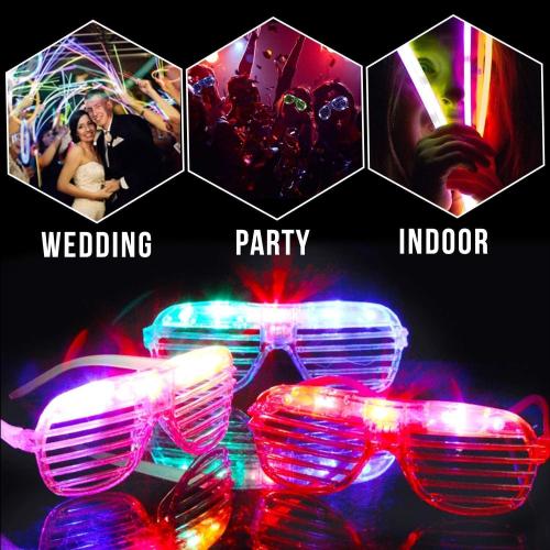 125 Pack Glow in the Dark Party Supplies for Kids Adults,Light Up Party Favors with 25 LED Glow Glasses Sunglasses,100 Glow Sticks Bulk Glow Bracelets for Wedding Pool Fiesta Back to School Halloween