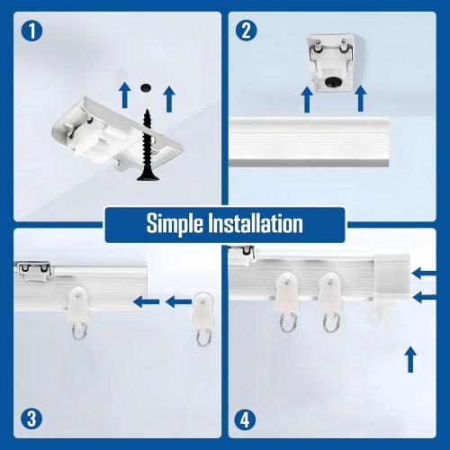 UrbanRed Flexible Bendable Ceiling Curtain Track, 9.8 ft (3 m), Mount for Rail with Curtain Tracks System, Room Divider, Curtains Rod, RV Ceiling Track for Curtains, White